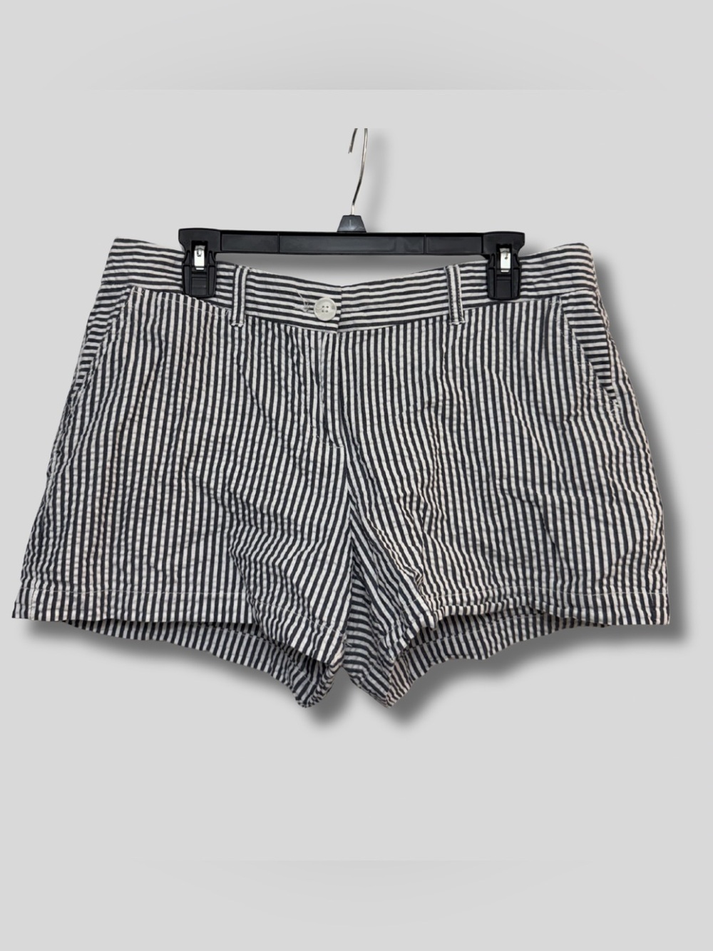 crown & ivy Women’s Black/Gray and White Striped Cotton Shorts